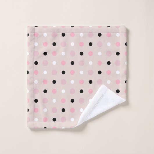 Points roses, blancs et noirs (Gant de toilette)