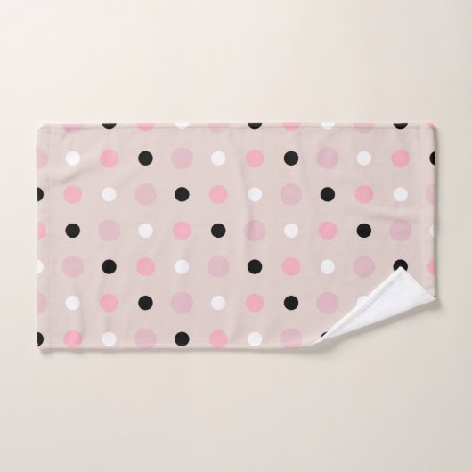 Points roses, blancs et noirs (Serviette à main)