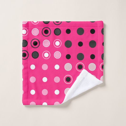 Points roses chauds, noirs et gris (Gant de toilette)