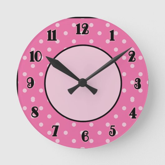 Points roses et accents noirs Horloge (Recto)