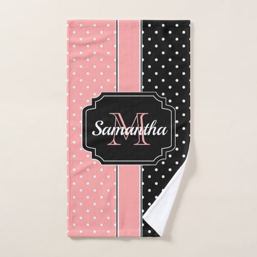 Points roses et noirs (Serviette à main)