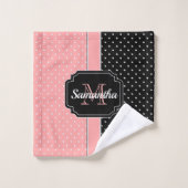 Points roses et noirs (Gant de toilette)