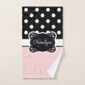 Points roses et noirs (Serviette à main)