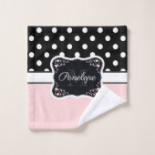 Points roses et noirs (Gant de toilette)