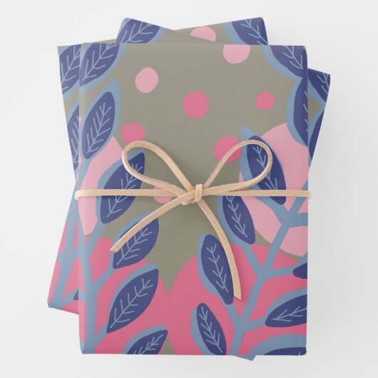 Points roses feuille bleus (En situation)