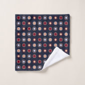 Points rouges, bleus et beige (Gant de toilette)