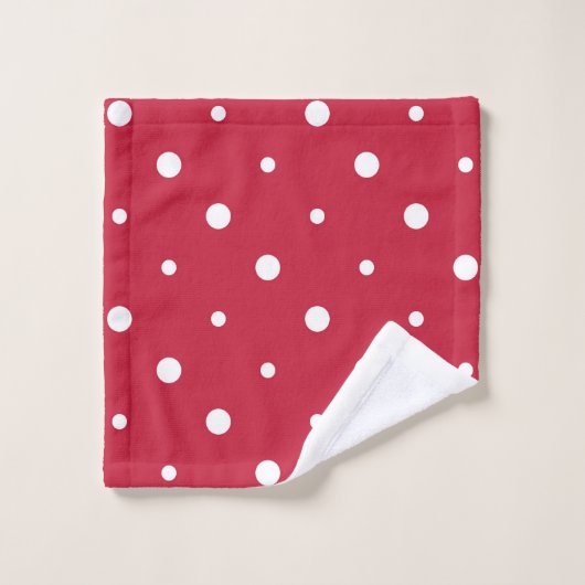 points rouges et blancs (Gant de toilette)