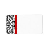 Points rouges et noirs Damask Étiquette de adresse (Devant)