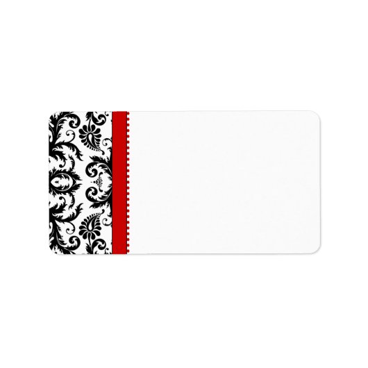Points rouges et noirs Damask Étiquette de adresse (Devant)