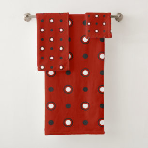 points rouges, gris et blancs