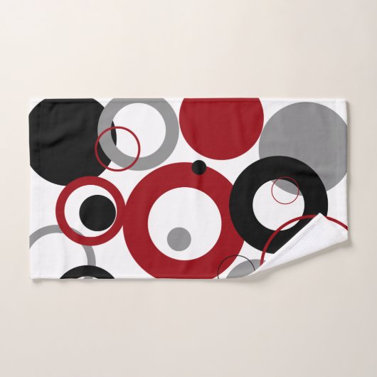 Points rouges, gris et noirs (Serviette à main)