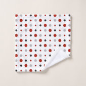 points rouges, noirs, gris et blancs (Gant de toilette)