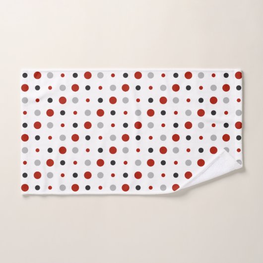 points rouges, noirs, gris et blancs (Serviette à main)