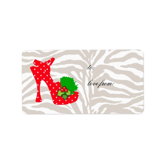 Points rouges Xmas Cadeau Étiquette mignon Zebra (Devant)