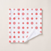 Points saumons et roses sur blanc (Gant de toilette)