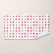 Points saumons et roses sur blanc (Serviette à main)