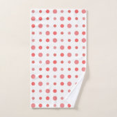 Points saumons et roses sur blanc (Serviette à main)
