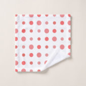 Points saumons et roses sur blanc (Gant de toilette)