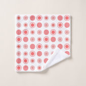 Points saumons et roses sur blanc (Gant de toilette)