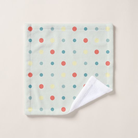 Points turquoise, jaune et orange (Gant de toilette)