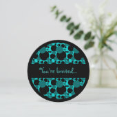 Points turquoises gris noir doux invitations 16 ce (Debout devant)