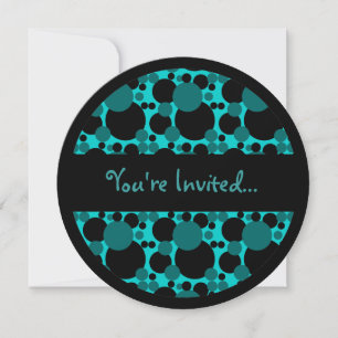 Points turquoises gris noir doux invitations 16 ce