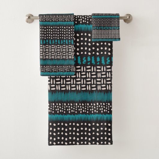 Points Turquoises noirs Zigzags Motif (En situation)