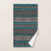 Points Turquoises noirs Zigzags Motif (Serviette à main)