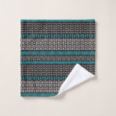 Points Turquoises noirs Zigzags Motif (Gant de toilette)