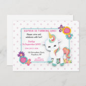 Points Unicorne blanc mignon première invitation a (Devant / Derrière)