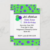 Points Whimsical et ballons Invitation Anniversair (Devant / Derrière)