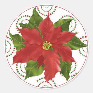Pointsettia Kerstcupcake Stickers