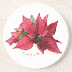 Pointsettia Sandstone Drink Onderzetter