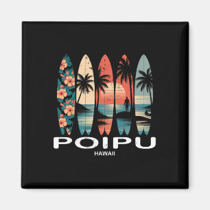 Poipu Beach Hawaï Surfersboard Surfen Retro Magneet