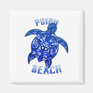 Poipu Beach Hawaii Vacation Tribal Turtle Magneet