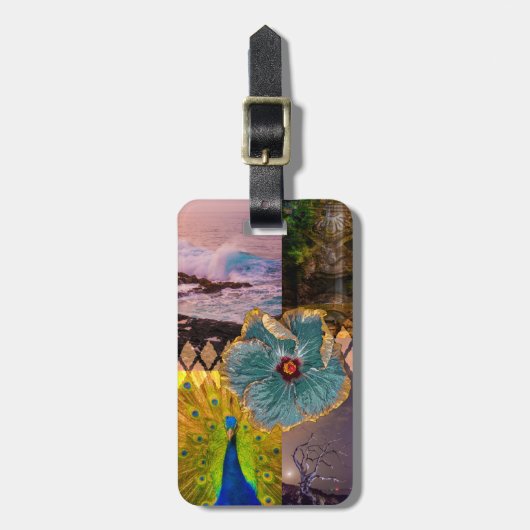 Poipu Sunrise, Kauai Hawaiian Collage Bagagelabel (Voorkant verticaal)