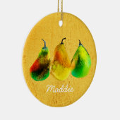 Poire aquarelle vert fruit céramique ornement (Droite)