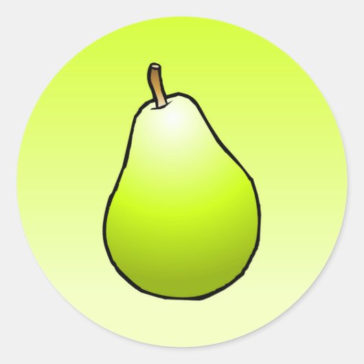 Poire - Autocollant Rond Classique (Devant)