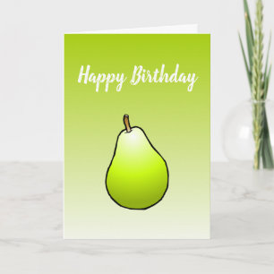 Poire sur carte de vœux pliée d'anniversaire