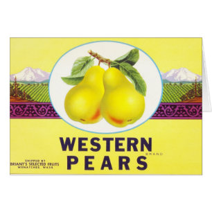 Poires occidentales - Étiquette de caisse de fruit