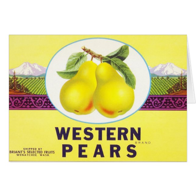 Poires occidentales - Étiquette de caisse de fruit (Devant horizontal)