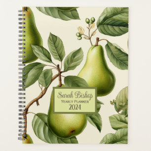 Poires vertes Personnalisé Annuel Planner Housse d