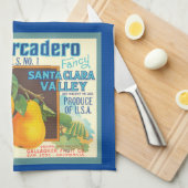 Poires Vintage Fruit Crate Art Serviette de cuisin (Quart Plié)