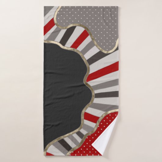 Pois, abstrait, rayures, vagues, rouge (Serviette de bain)