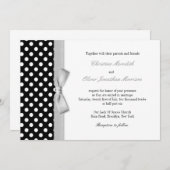 Pois avec Faire-part de mariage Gris Bow (Devant / Derrière)