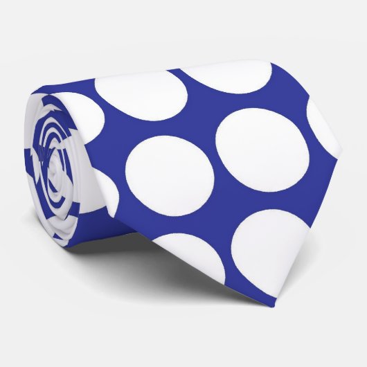Pois blanc bleu - cravate (Roulé)