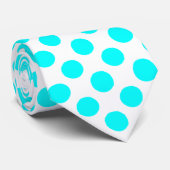 Pois blanc de turquoise - cravate (Roulé)
