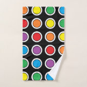 Pois blanc, noir et d'arc-en-ciel (Serviette à main)