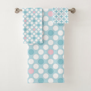 Pois blanc rose bleu rétro