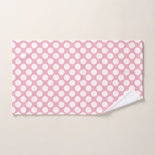 Pois blancs en rose (Serviette à main)